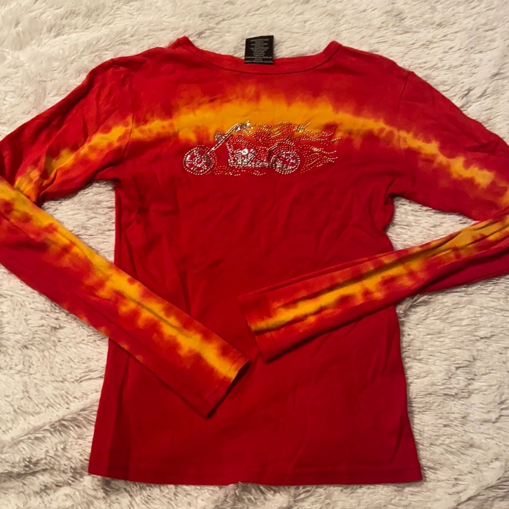 TWIN Motocycles Tie-Dye Sequen Top